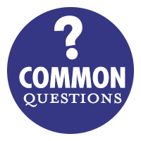 Blue circle with question mark graphic titled 'Common Questions'